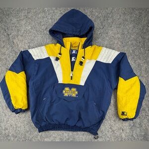Starter | Michigan Wolverines | Half Zip Stadium Jacket |  90s Vintage | Large